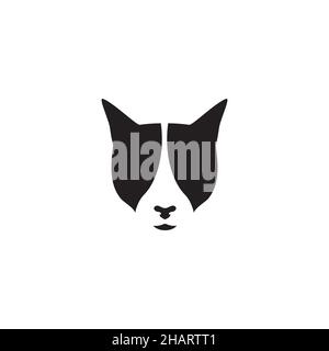 head face dog boston terrier logo symbol icon vector graphic design illustration idea creative Stock Vector