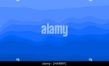 Blue pattern waves, sea ocean theme, paper cut style, gradient color transition from dark to light, vivid bright background. Stock Vector