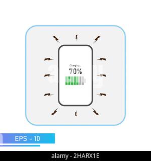 Wireless charging of the smartphone. Charging a smartphone using magnetic induction. Vector illustration. Stock Vector