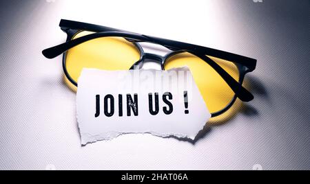 Close up of Words with JOIN , Business Concept Idea Stock Photo