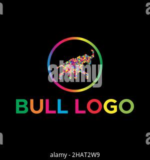 Colorful Bull Logo.Circular shape logo design. Abstract Logo design. Stock Vector