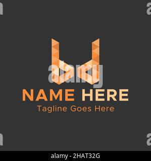 Creative b and d letter Logo. Square shape letter Logo. Light Orange color Abstract Logo. Stock Vector