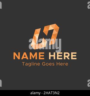 Creative Double L letter Logo. Square shape letter Logo. Light Orange color Abstract Logo. Stock Vector
