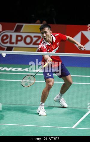 Huelva, Spain. 14th Dec, 2021. Lu Guang Zu (CHN) Badminton : Lu Guan Zu of China during Mens Singles 2nd round match against Chou Tien Chen of Taiwan on the BWF 'TotalEnergies BWF World Championships 2021' at the Palacio de Los Deportes Carolina Marin in Huelva, Spain . Credit: Mutsu Kawamori/AFLO/Alamy Live News Stock Photo