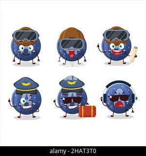 Pilot cartoon mascot blue dinosaur gummy candy with glasses. Vector  illustration Stock Vector Image & Art - Alamy