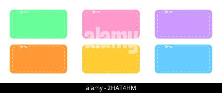 Discount coupons templates. Gift or sale vouchers with dotted cut line and scissors icon isolated on white background. Vector flat illustration. Stock Vector