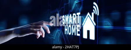 Smart home IOT Internet of things wireless automation technology concept. Stock Photo