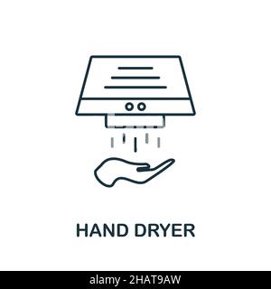 Hand Dryer icon. Line element from bathroom collection. Linear Hand Dryer icon sign for web design, infographics and more. Stock Vector