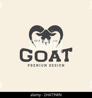 vintage head mount goats logo symbol icon vector graphic design illustration idea creative Stock Vector