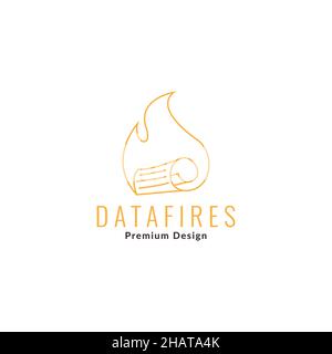 paper roll with fire line logo symbol icon vector graphic design illustration idea creative Stock Vector
