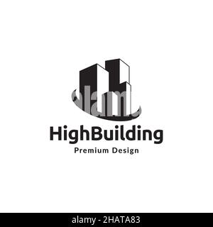 landscape building skyscraper logo symbol icon vector graphic design illustration idea creative Stock Vector