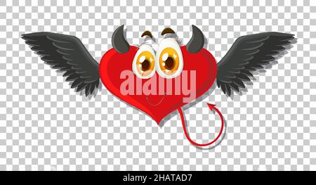 Heart shape devil with facial expression illustration Stock Vector