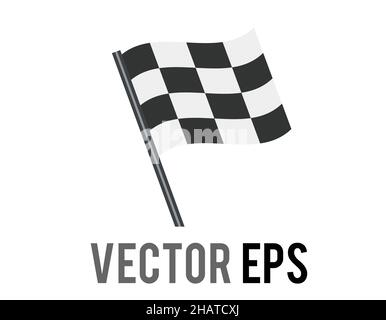 The isolated vector rectangular black and white squares checkerboard pattern racing flag icon, used to signal the start or end of  motor car race tour Stock Vector