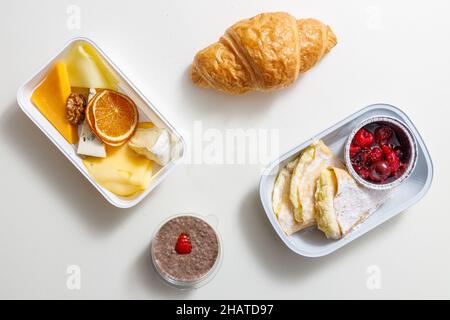 Top view of daily meal diet plan courier delivery Stock Photo