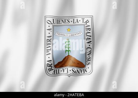 Morelos state flag, Mexico waving banner collection. 3D illustration Stock Photo