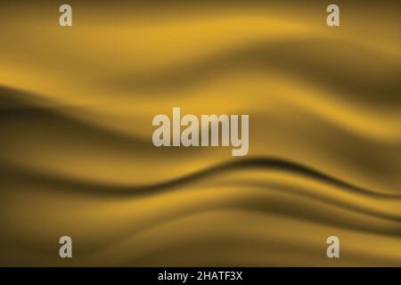 Silk golden background. Abstract vector pattern with copy space. Liquid wave texture, smooth drapery wallpaper. Wedding fabric, satin. Wavy design for Stock Vector