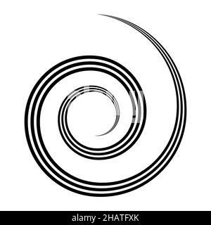 Triple spiral, swirl, rotating round and concentric shape curl stock illustration Stock Vector