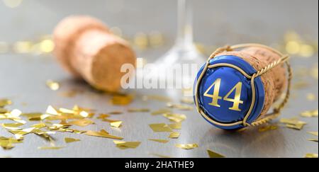 Champagne cap with the Number 44 Stock Photo