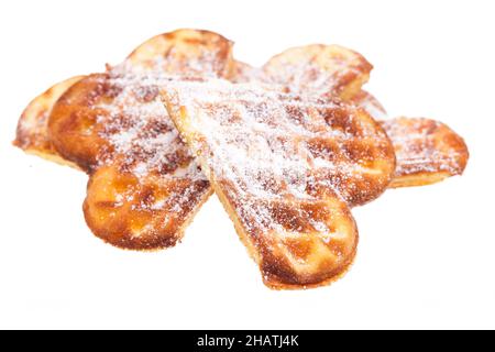 waffles, fresh, white, stack, waffle, background, hearts, several, Heap, crisp, two, food, sweet, dough, about each other, sugar, powdered sugar, isol Stock Photo