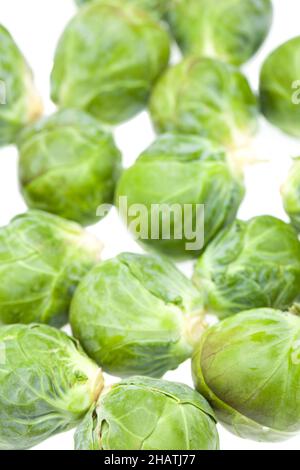 brussels sprouts, cabbage, kale, green, herb, sprouts, white, vegetables, whole, entire, background, detail, close, front, several clusters, typical, Stock Photo