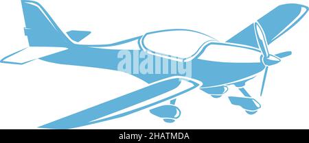 Vintage air fighter. Propeller airplane with fixed wings Stock Vector