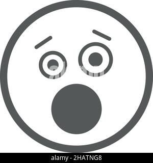 Astonished emoji. Shock face icon in simple line style Stock Vector