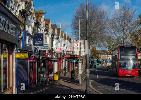 A row of houses and shops on Hoe Street, Walthamstow, London, England, UK Stock Photo