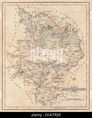 Antique county map of HUNTINGDONSHIRE by JOHN CARY. Original outline ...