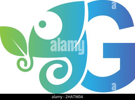 Letter G icon with chameleon logo  design template vector Stock Vector