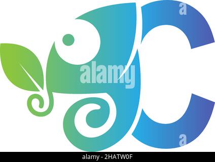 Letter C icon with chameleon logo  design template vector Stock Vector