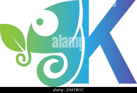 Letter K icon with chameleon logo  design template vector Stock Vector