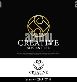 Abstract Logo design letter S, gold, beauty, cosmetic business, natural, salon, spa creative design Stock Vector