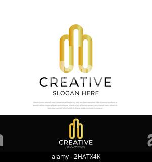 Real Estate design logo, luxury gold color building, vector, symbol, business design illustration icon Stock Vector