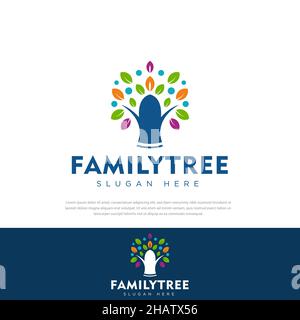 Colorful Family Tree Logo design template, symbol, icon, education vector Stock Vector