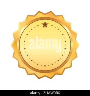 Blank golden label  template isolated on white background. Decorative border icon for frame. Golden stamp. Best Choice, Price. Vector illustration. Stock Vector
