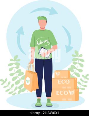 Ecological delivery service flat concept vector illustration Stock Vector