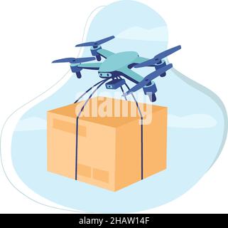 Drone delivery concept poster or banner with isometric Drone ...