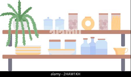 Shelf with cosmetic stuff semi flat color vector item Stock Vector