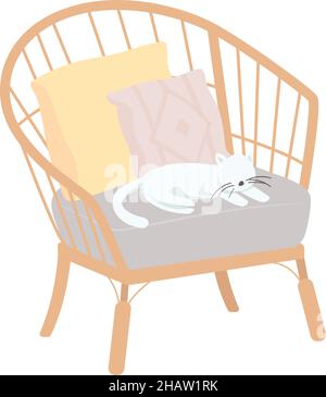 Comfortable armchair with pet semi flat color vector item Stock Vector