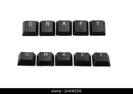 Word craft written on keyboard. Isolated on white. Top view. Stock Photo
