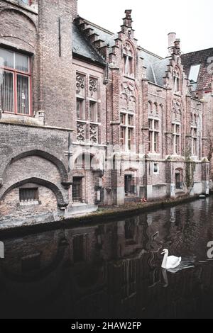 BELGIUM, BRUGES, DECEMBER 2021: The beautiful buildings of Bruges, the belgian UNESCO World Heritage city Stock Photo