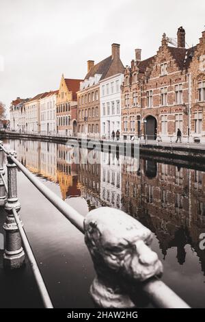 BELGIUM, BRUGES, DECEMBER 2021: The beautiful buildings of Bruges, the belgian UNESCO World Heritage city Stock Photo