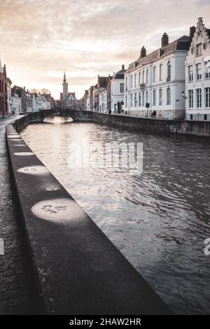 BELGIUM, BRUGES, DECEMBER 2021: The beautiful buildings of Bruges, the belgian UNESCO World Heritage city Stock Photo