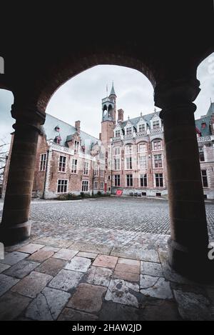 BELGIUM, BRUGES, DECEMBER 2021: The beautiful buildings of Bruges, the belgian UNESCO World Heritage city Stock Photo