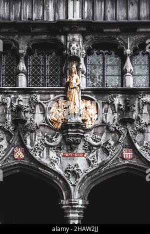 BELGIUM, BRUGES, DECEMBER 2021: The beautiful buildings of Bruges, the belgian UNESCO World Heritage city Stock Photo