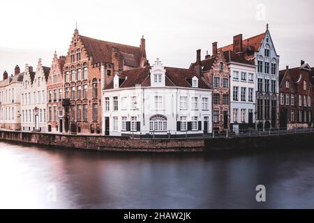 BELGIUM, BRUGES, DECEMBER 2021: The beautiful buildings of Bruges, the belgian UNESCO World Heritage city Stock Photo