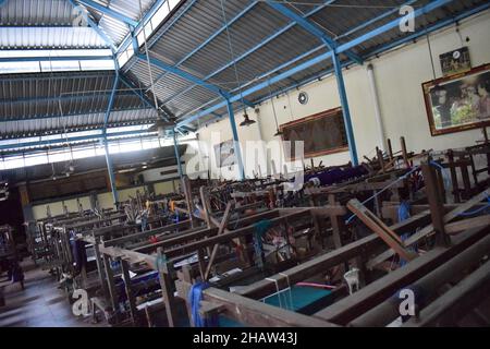 Old Indonesian textile factory. Equipment. Stock Photo