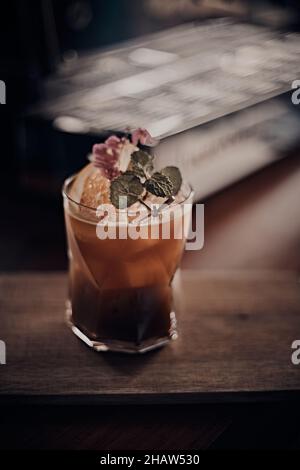 Coffee Mocktail Made of Espresso with soda water Stock Photo