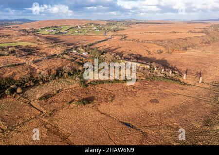 Aerial view of the Owencarrow Railway Viaduct by Creeslough in County Donegal - Ireland. Stock Photo