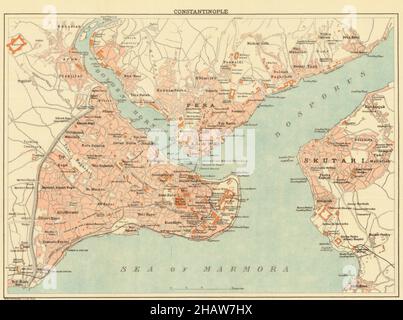 Constantinople Map, Constantinople Print, Constantinople Poster, Constantinople Plan, Constantinople Art, Istanbul Map, Istanbul Poster, Istanbul City Stock Photo